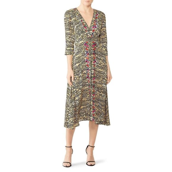SALONI Tiger Print Silk Midi Dress $695 - Picture 4 of 15